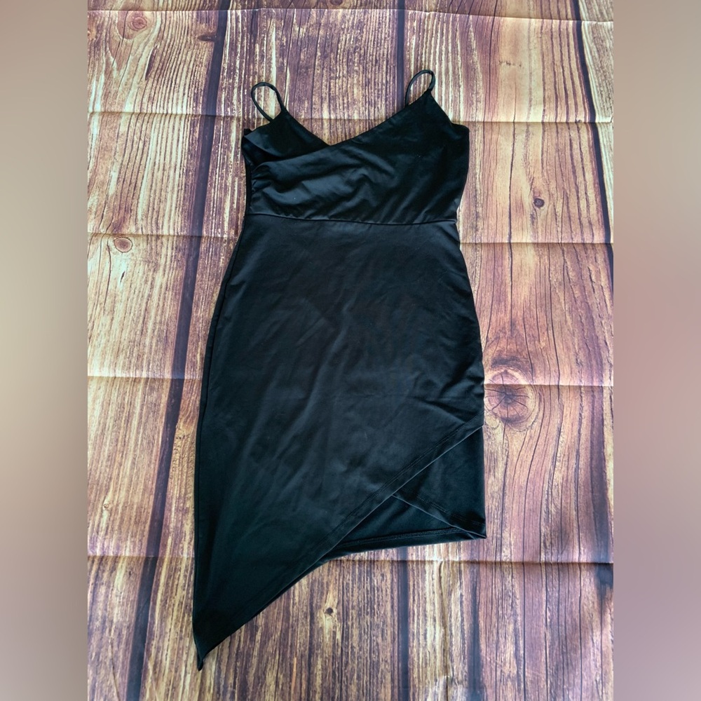 Image Nation Junior's Sleeveless Pullover Asymmetric Black Dress Size: XS